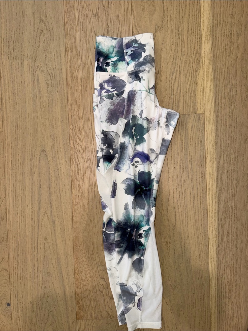 Floral Print Athleta Leggings - White and Purple